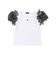 【お揃い】先染めチェックローズプリントフリルパフスリーブリブTシャツ(90~160cm)