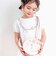 お花リボンネックレスプリント裾フレアTシャツ(80~130cm)