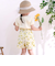【お揃い/接触冷感】無地花柄ひまわり麻レーヨンタック入りショートパンツ(90~130cm)