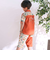 【お揃い/接触冷感】無地ヒマワリサファリ柄切り替えポケット付き麻レーヨンパンツ(80~130cm)