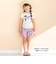 【お揃い】天竺花柄チェックパッチパフスリーブ半袖Tシャツ(80~130cm)