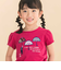 【お揃い】天竺花柄チェックパッチパフスリーブ半袖Tシャツ(80~130cm)