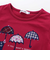 【お揃い】天竺花柄チェックパッチパフスリーブ半袖Tシャツ(80~130cm)
