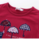 【お揃い】天竺花柄チェックパッチパフスリーブ半袖Tシャツ(80~130cm)
