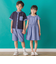 【店舗限定】【前後着用可能】ダンガリーフリル襟カシュクールワンピース(95~150cm)<br>