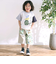 恐竜ピラミッドプリントサガラ刺しゅう袖配色Tシャツ(80~130cm)