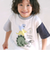恐竜ピラミッドプリントサガラ刺しゅう袖配色Tシャツ(80~130cm)