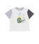 恐竜ピラミッドプリントサガラ刺しゅう袖配色Tシャツ(80~130cm)
