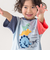 恐竜ピラミッドプリントサガラ刺しゅう袖配色Tシャツ(80~130cm)