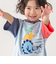 恐竜ピラミッドプリントサガラ刺しゅう袖配色Tシャツ(80~130cm)