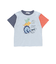 恐竜ピラミッドプリントサガラ刺しゅう袖配色Tシャツ(80~130cm)