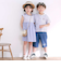 【お揃い】肩リボンボーダー柄ワンピース(80~130cm)