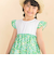 【お揃い】水彩花柄プリント天竺ドッキングワンピース(80~130cm)