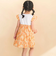 【お揃い】水彩花柄プリント天竺ドッキングワンピース(80~130cm)
