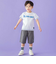 配色ステッチ立体ロゴプリント半袖Tシャツ(95~160cm)