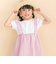 【お揃い】ドットドビーｘストレッチフライス肩フリルドッキングワンピース(80~130cm)