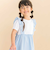 【お揃い】ドットドビーｘストレッチフライス肩フリルドッキングワンピース(80~130cm)