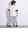 6分丈ロゴパッチワークリネン調ストレッチパンツ(110~160cm)