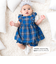 【お揃い】【神戸タータン×BeBe】ロゴ刺しゅうチュニック+ブルマセット(70~90cm)