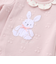 【お揃い】花柄スカラップ襟ウサギネコパッチ刺しゅうロンパースベビー(60~80cm)