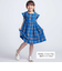 【お揃い】【神戸タータン×BeBe】チェックダブルボタンフリル袖ワンピース(90~150cm)