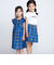 【お揃い】【神戸タータン×BeBe】チェックダブルボタンフリル袖ワンピース(90~150cm)