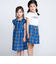 【お揃い】【神戸タータン×BeBe】チェックダブルボタンフリル袖ワンピース(90~150cm)