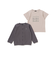 カノコ長袖カーディガン+ロゴプリント半袖Tシャツセット(90~150cm)