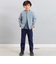 ストレッチジョグデニムバックステッチロゴロングパンツ(90~160cm)