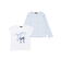 ランダムリブ長袖カーディガン+天竺リボンプリント半袖Tシャツセット(90~150cm)