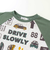 車総柄配色天竺ラグラン長袖Tシャツ(80~130cm)