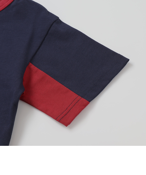 バイカラー切り替えロゴプリントビッグ半袖Tシャツ(100~160cm