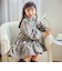 【お揃い】チェック花柄コーデュロイワンピース+ニットベスト2点セット(80~130cm)