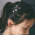 花リボン蝶々モチーフ付きシルバーヘアピン