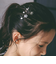 花リボン蝶々モチーフ付きシルバーヘアピン