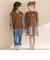 【お揃い】タータンチェックシャツ＋ケーブルジャガードベストセット(90~130cm)