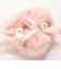 ふわふわファーパール風ビーズリボン付きシュシュ