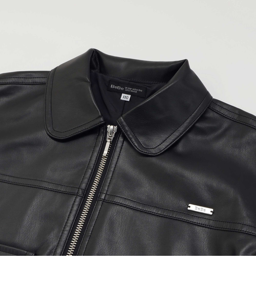 【未使用・タグ付】ジップブルゾン/ブラック フェイクレザージップブルゾン(100~160cm)｜ベベ オンライン ストアの