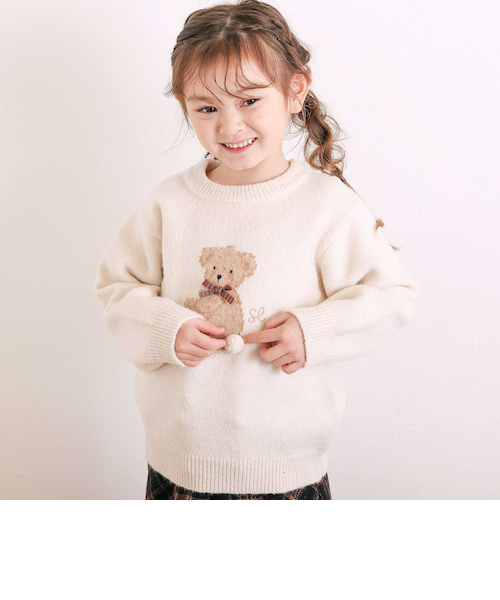 ウマクマネコアニマルモチーフニットトップス(80~130cm)｜ベベ