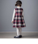 【日本製】【お揃い】ウールチェックサイドリボン付きジャンパースカート(90~140cm)