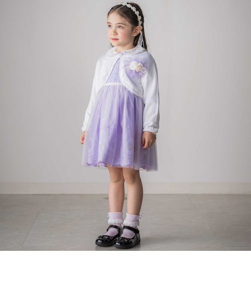 花レースフェミニンモチーフ刺しゅう裾スカラップジャンパースカート