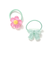 ぷっくりつるつるモチーフ花＆リボンヘアゴム2点セット