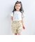 ウサギパッチ袖ハナガラ半袖Tシャツ(80~130cm)