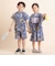 【お揃い】イチゴx花x花火総柄ショート丈プルオーバー浴衣+帯セット(80~130cm)
