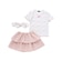 花柄ワッフル半袖Tシャツ+ヒラミニスカパン+ヘアバンドセット(80~90cm)