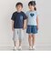 【お揃い】【神戸タータン×BeBe】チェックハートパッチ半袖Tシャツ(90~160cm)