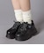 【日本製】ラメロゴ刺しゅうリブルーズソックス(19~24cm)