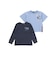 缶バッジ風立体プリント半袖Tシャツ+ロゴ長袖Tシャツ セット(90~160cm)