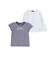 長袖リブカーディガン+天竺ボーダーロゴ半袖Tシャツ セット(90~150cm)