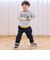 電車モチーフサガラ刺しゅうボーダー柄長袖Tシャツ(80~130cm)